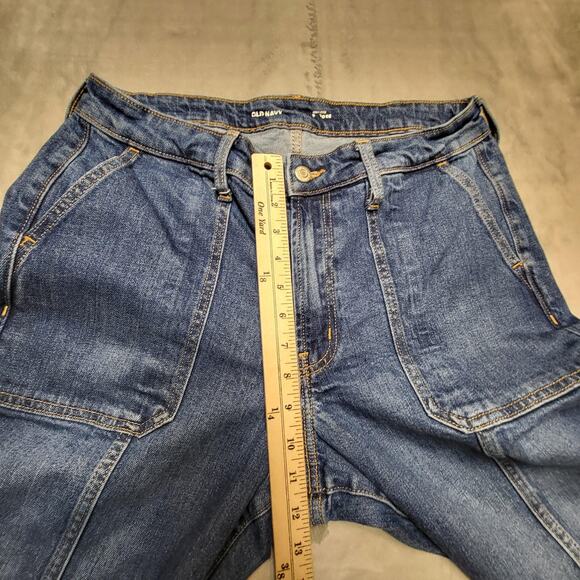Old Navy Jeans Womens 12 Blue High-Rise Loose Utility Carpenter Straight Denim - Picture 7 of 10